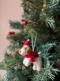 Felt Ornament - Jack Russell Dog with Red Hat