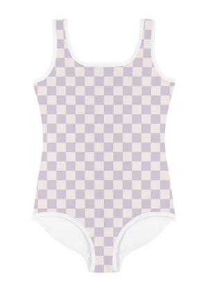 Toddler Lavender Checker Swimsuit