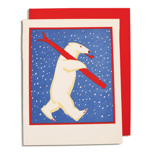 Skiing Polar Bear | Christmas Greeting Card 🎄