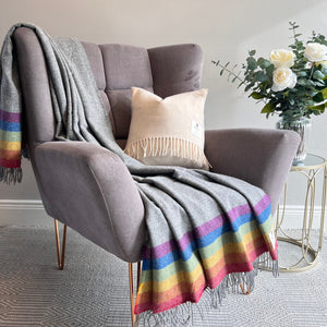 Wool Throw - Rainbow stripe