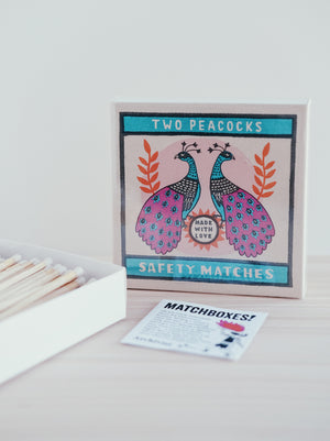 Two Peacocks Square Matchbox