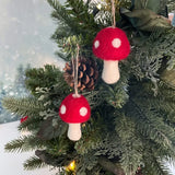 Red Toadstool Mushroom Holiday Eco Wool Ornament