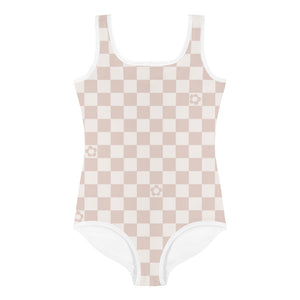 Toddler Tan Checkered Swimsuit