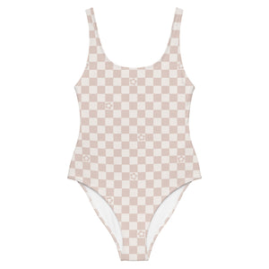 Tan Checkered Swimsuit