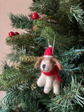 Felt Ornament - Jack Russell Dog with Red Hat