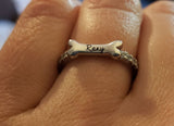 Dog Bone Shaped Ring | 925 Sterling Silver or 925 Gold Plated