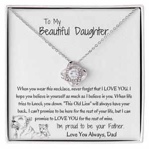 To My Daughter | Lion & Cub | Love Knot Necklace - AlexEcomStore