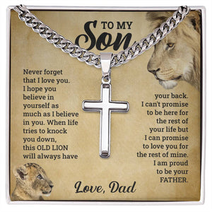 To My Son | Artisan Cross Necklace On Cuban Chain